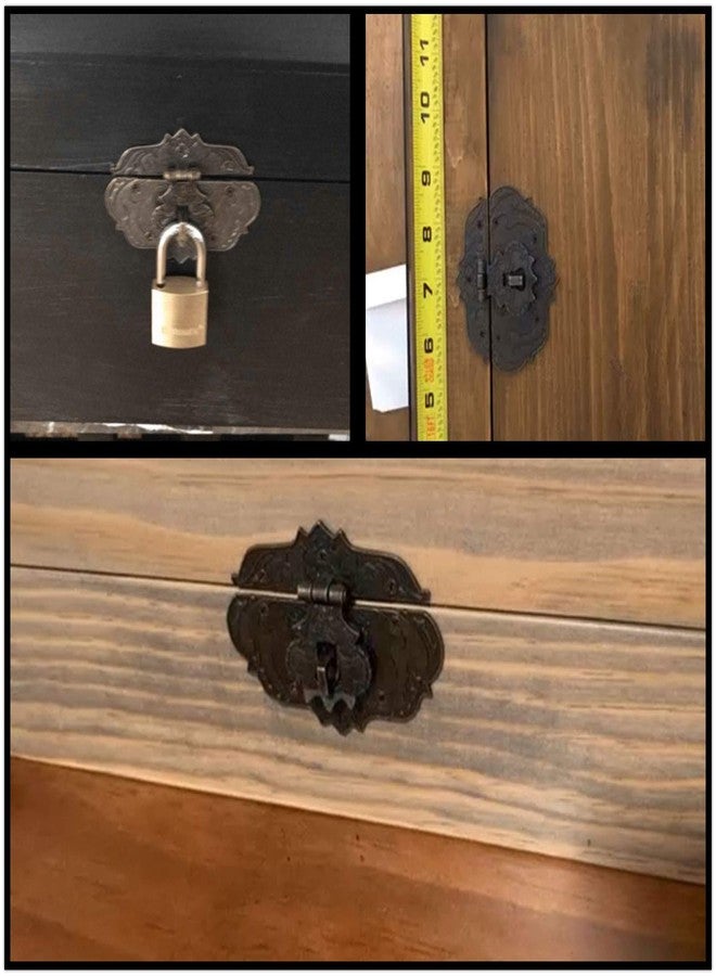 Dophee 1Pc 3"x2.24" Antique Embossing Decorative Brass Hasp Clasp Latch Lock with Screws for European Style Jewelry Trinket Box Decoration - Image 3
